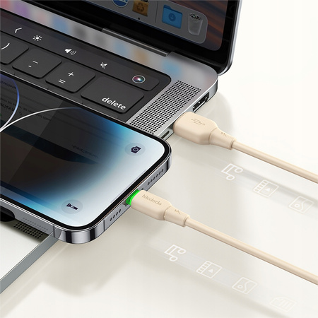 MCDODO USB-Lightning-Ladekabel mit Schnellladefunktion für iPhone, 1 m, LED, Beige