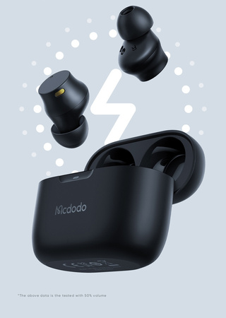 Mcdodo phone headphones, AirLinks,wireless, sports, active noise cancellation, ANC, black
