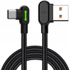 Cablu telefon Mcdodo rapid, unghiular, 90°, LED USB TYPE C 0.5m negru rezistent cu împletiturã