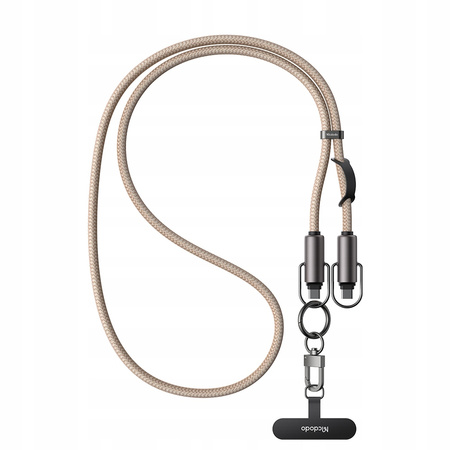 MCDODO Handy-Halsgurt, Umhängetasche, beigefarbener Einsatz, USB-C-Kabel, 60 W