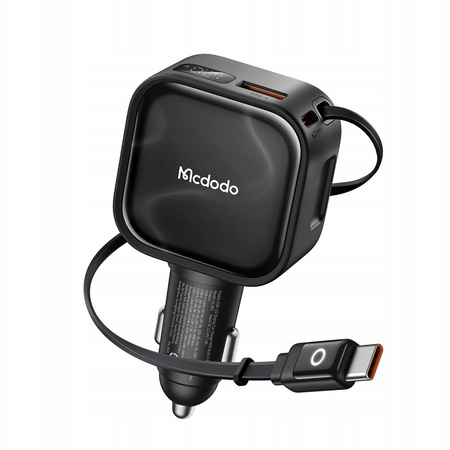 MCDODO SZYBKA ŁADOWARKA SAMOCHODOWA 3X USB USB-C 93W LED KABEL ZWIJANY 1M
