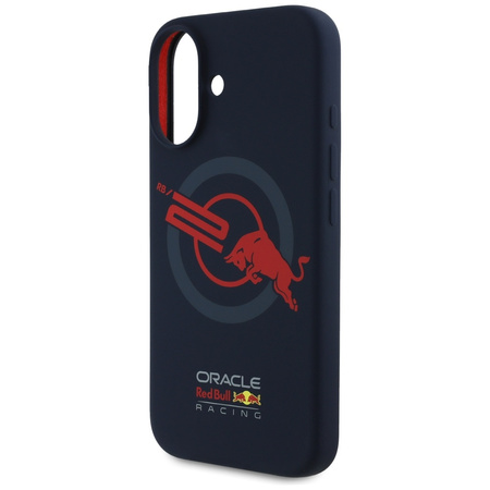 Etui Red Bull HC Silicone ORBR20 Logo Red Lining do iPhone 16 MagSafe granatowy
