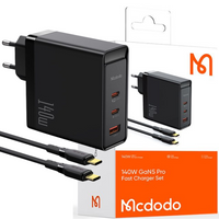 Ładowarka USB-C, GaN, 140W + kabel USB-C 240W, 2M , McDodo