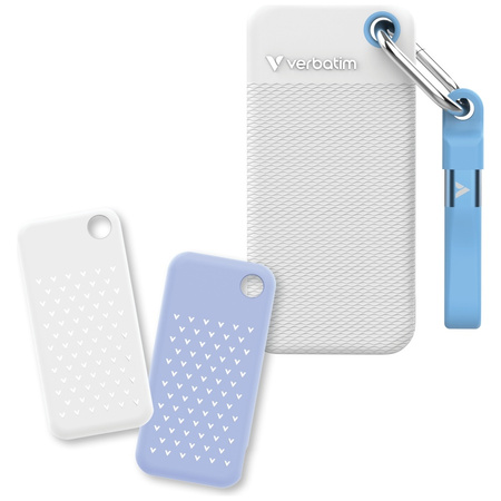 Dysk Zewnętrzny Verbatim Pocket SSD 1TB USB-C 3.2 gen.2 biały-jasnoniebieski 32320
