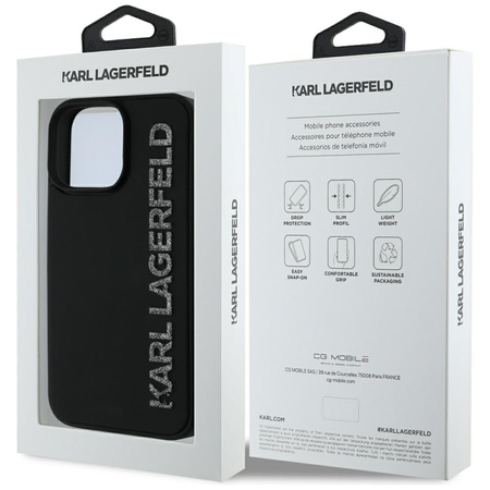 KARL LAGERFELD CASE POKROWIEC 3D DO IPHONE 16 PRO RUBBER ELONGATED GLITTER