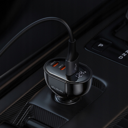 MCDODO POWERFUL FAST CAR CHARGER WITH METER 3XUSB USB-C 128W LED