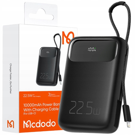 MCDODO POWERBANK 10000 mAh MIT USB-DISPLAY USB-C 22,5 W + LIGHTNING-KABEL