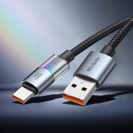 MCDODO KABEL USB-A USB-C SZYBKIE ŁADOWANIE USB TYP C 6A 100W 1M LED CZARNY