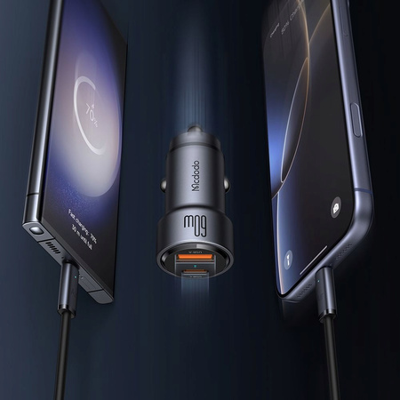 MCDODO SZYBKA ŁADOWARKA SAMOCHODOWA DO TELEFONU LAPTOPA 2X USB-C USB-A 60W