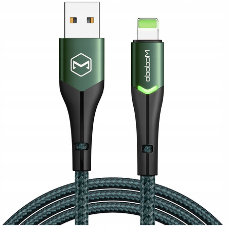 MCDODO KABEL USB LIGHTNING SZYBKIEGO ŁADOWANIA 36W DO IPHONE 13 14 2M LED ZIELONY