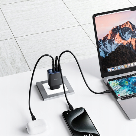 MCDODO SZYBKA ŁADOWARKA SIECIOWA DO IPHONE 2XUSB-C 1XUSB PD 30W MIERNIK LED