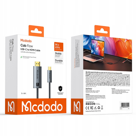 MCDODO KABEL USB-C HDMI PRZEJŚCIÓWKA ADAPTER HUB USB TYP C DO HDMI 8K 2M