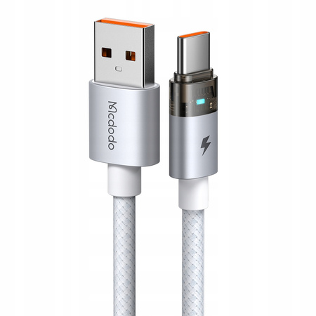MCDODO KABEL USB-A USB-C SZYBKIE ŁADOWANIE USB TYP C 6A 100W 1M LED BIAŁY