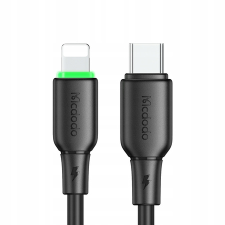 Cablu încãrcãtor MCDODO USB-C cu încãrcare rapidã Lightning pentru iPhone 1M LED Negru
