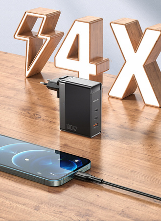 Ładowarka do telefonu, do laptopa, GAN, Szybka, USB-C PD, USB-A, QC, 100W, Uniwersalna, Mcdodo