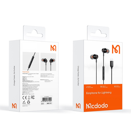 Mcdodo Headphones with Microphone for iPhone, Black