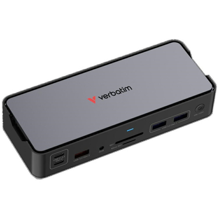 Adapter Verbatim stacja dokująca Pro 15w1 2xHDMI/1xRJ45/4xUSB-A/4xUSB-C/1xSD/1xmicroSD/1xAudio/1xDisplayPort szary 32171