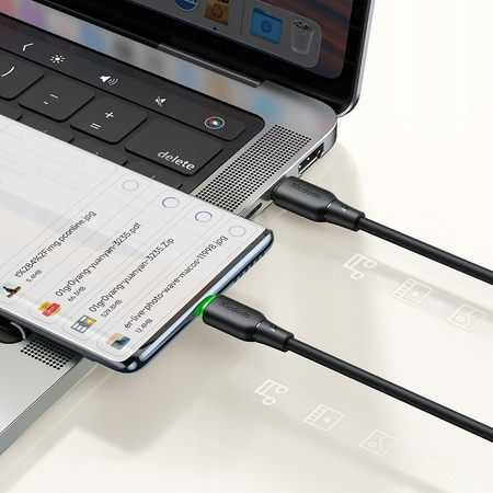MCDODO KABEL USB-C SZYBKIE ŁADOWANIE DO SAMSUNG APPLE USB TYP C 65W 1M LED CZARNY
