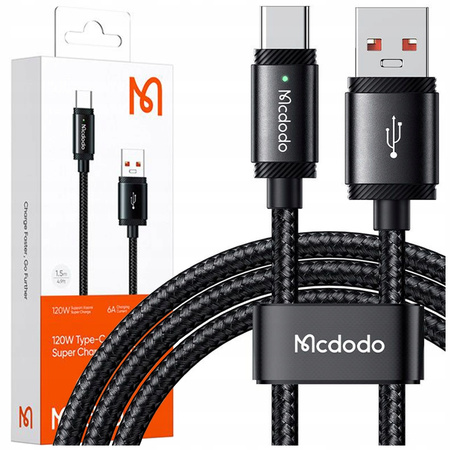 MCDODO USB-C-Kabel zum Schnellladen für Samsung und Xiaomi Typ C, 6 A, 120 W, 2 m, LED