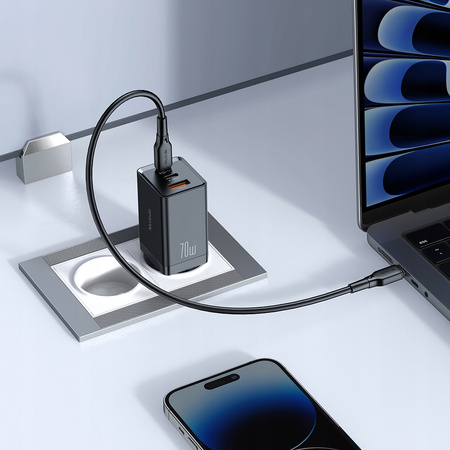 MCDODO FAST CHARGER POWER SUPPLY 3X USB-C PD USB GAN 67W CABLE 1M