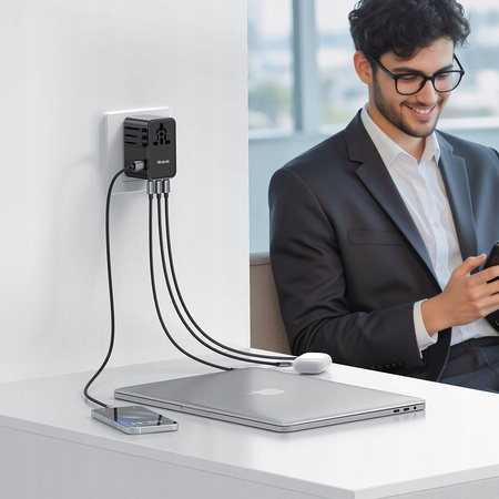 MCDODO 2W1 ŁADOWARKA ADAPTER PODRÓŻNY PRZEJŚCIÓWKA UK EU US 100W KABEL 1M
