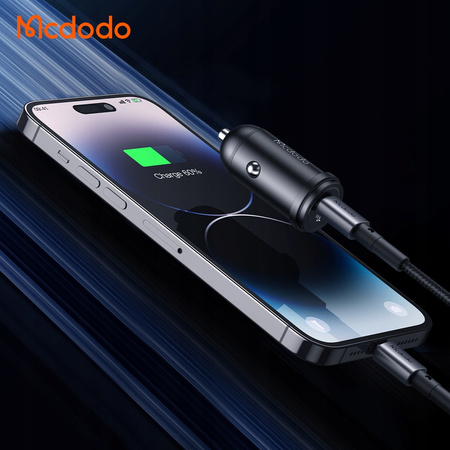 Încãrcãtor auto rapid MCDODO pentru telefon, USB-C LED + cablu USB-C de 1 m