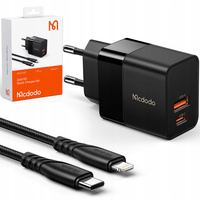 Încãrcãtor de telefon Mcdodo, rapid, USB, USB-C, 20W, cablu iPhone inclus, negru