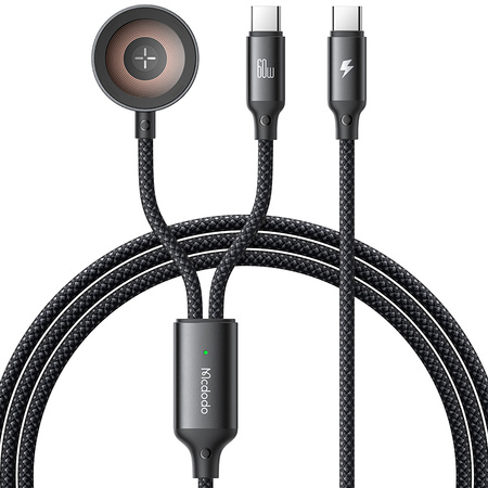 Încãrcãtor inductiv MCDODO pentru Apple Watch, cablu 2 în 1 pentru iPhone ?i MacBook, 60 W
