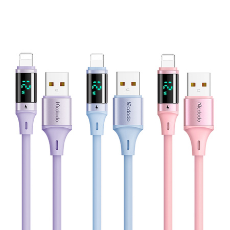Kabel do telefonu Mcdodo DIGITAL PRO USB do iPhone 12W 1,2m ró¿owy