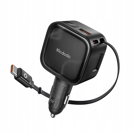 MCDODO SZYBKA ŁADOWARKA SAMOCHODOWA 3X USB USB-C 93W LED KABEL ZWIJANY 1M