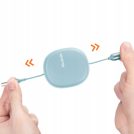 Mcdodo Einziehbares Telefonkabel für iPhone, Micro-USB, USB-C, 3-in-1, 66 W, Blau