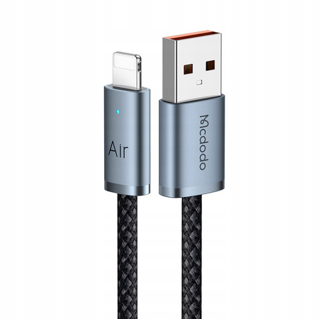 MCDODO KABEL USB-A LIGHTNING SZYBKIE ŁADOWANIE DO TELEFONU 3A LED CZARNY 1M