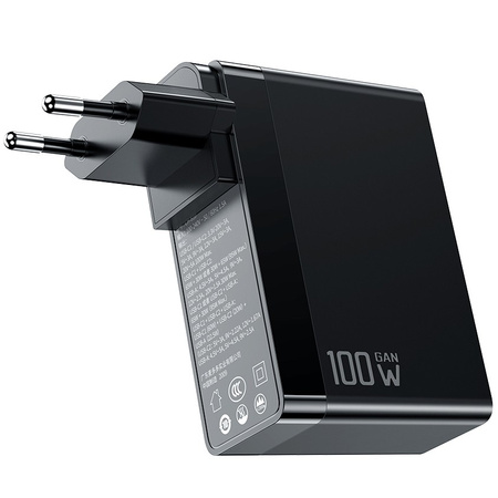 Mcdodo GaN Schnellladegerät für Handy, Laptop USB-C PD USB-A QC 100W Schwarz
