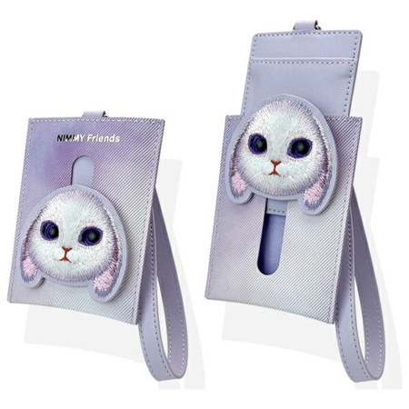 Nimmy Zestaw 3w1 torebka na telefon +    portfel + etui na lokalizator fioletowy/purple Big Eyed Pet 2.0 Rabbit