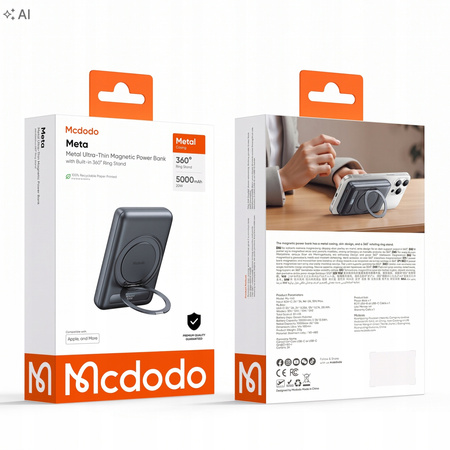 MCDODO POWERBANK INDUKCYJNY DO IPHONE ZE STOJAKIEM MAGSAFE 5000MAH USB-C