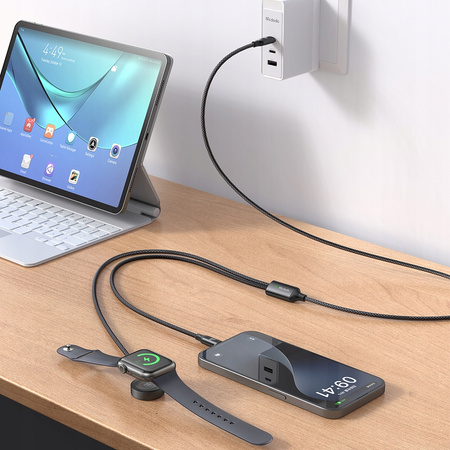 Încãrcãtor inductiv MCDODO pentru Apple Watch, cablu 2 în 1 pentru iPhone ?i MacBook, 60 W