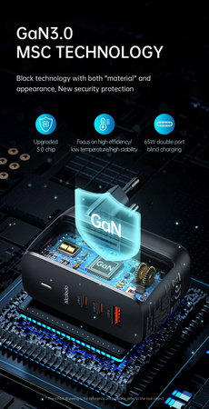 Universal charger for phone, laptop, GaN 3.0, Fast charging, USB-C, PD, USB-A, 65W, Mcdodo
