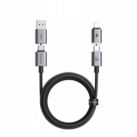 Cablu USB-C MCDODO, încãrcare rapidã 4 în 1, pentru iPhone 14 ?i MacBook, 60W, 1 m