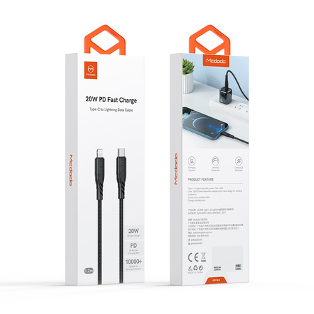 Cablu de telefon Mcdodo USB tip C pentru iPhone, PD 20W 1.2M negru