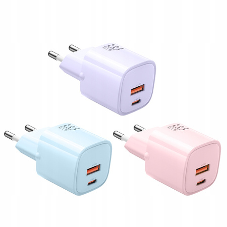 Ładowarka USB/USB-C, szybka, nano, GaN 33W PD, fioletowa, McDodo