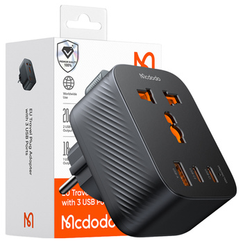 MCDODO PRZEJŚCIÓWKA ŁADOWARKA ADAPTER PODRÓŻNY WTYCZKA EU 2 USB-C 1 USB-A
