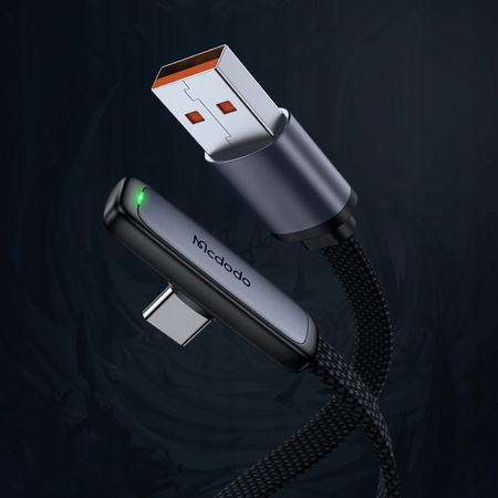 MCDODO KABEL USB-C KĄTOWY SZYBKIE ŁADOWANIE USB TYP C 6A 100W CZARNY 2M