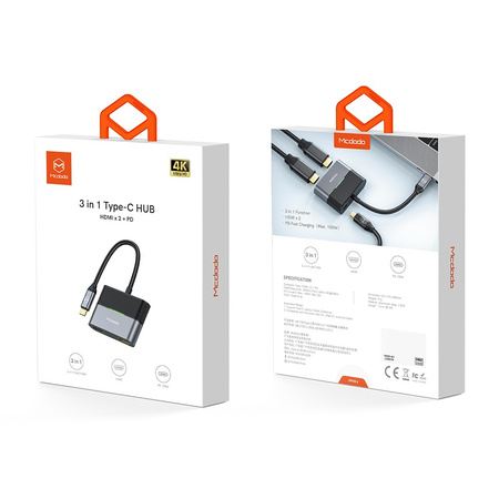 Mcdodo Rocky Series USB-C auf 2x HDMI 4K 60Hz Adapter