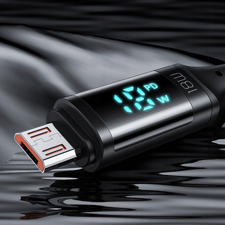 MCDODO KABEL Z WYŚWIETLACZEM MICRO USB SZYBKIE ŁADOWANIE DO SAMSUNG 18W 1M