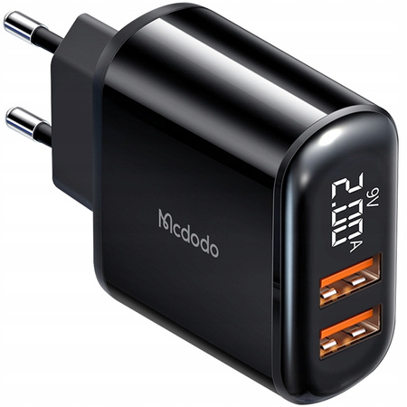 Ładowarka Sieciowa, Szybka, QC, 18W, 2xUSB LCD, Mcdodo