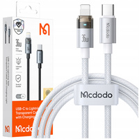 MCDODO KABEL USB-C SZYBKIE ŁADOWANIE DO IPHONE LIGHTNING 36W 1M LED BIAŁY