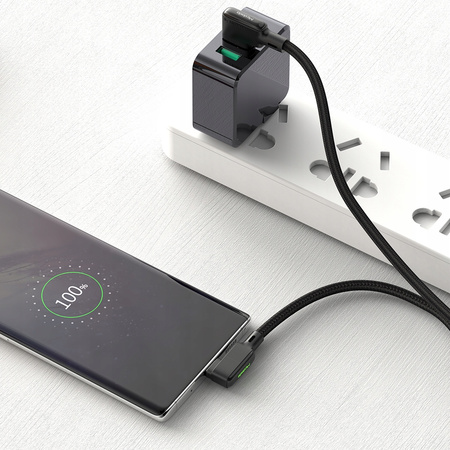Kabel kątowy Mcdodo Glue, szybkie ładowanie 90° LED USB typ-C 1,2m czarny