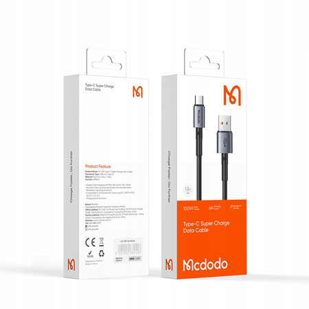  McDodo Kabel USB-C, Prism, mocny, szybki, 100w 1.8m