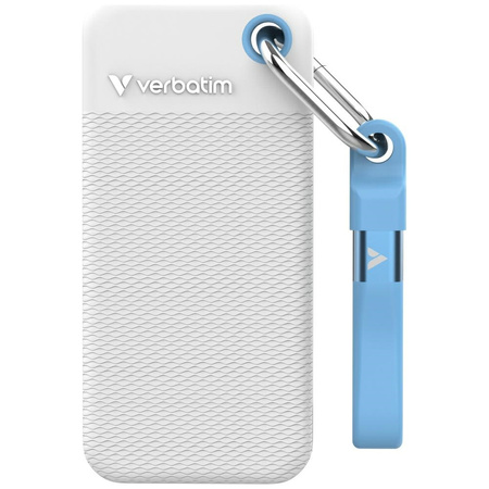 Dysk Zewnętrzny Verbatim Pocket SSD 1TB USB-C 3.2 gen.2 biały-jasnoniebieski 32320