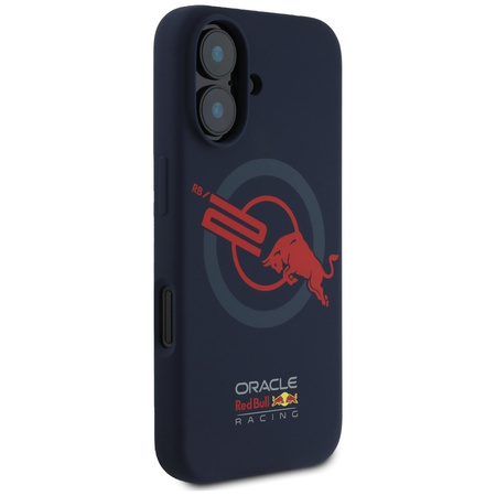 Etui Red Bull HC Silicone ORBR20 Logo Red Lining do iPhone 16 MagSafe granatowy